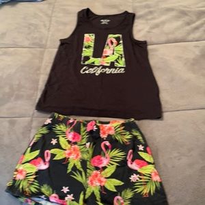 Place tank and shorts girls size large